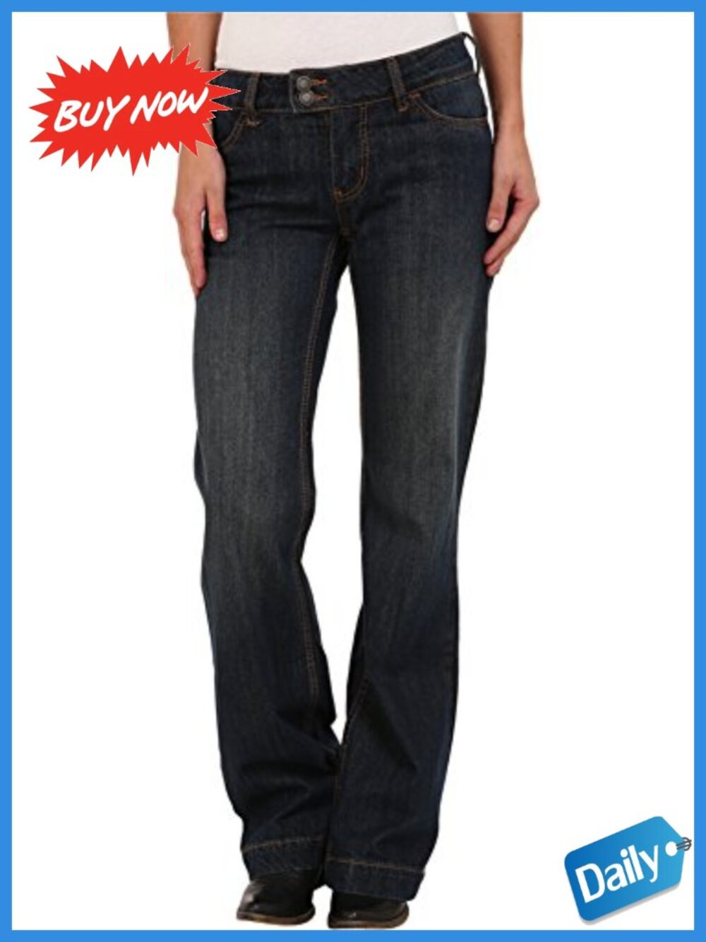 Womens Relaxed Fit Trouser Jeans Cotton Spandex Low Rise Flared Stretch Denim